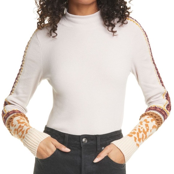 Free People switch it up thermal tan embellished crochet cup top - Picture 1 of 11